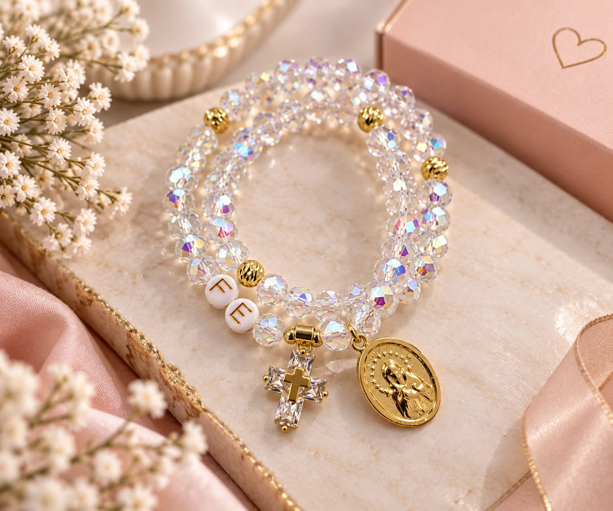 Rosario de Mano en Murano con Medalla Bañada en Oro 24K | Creart