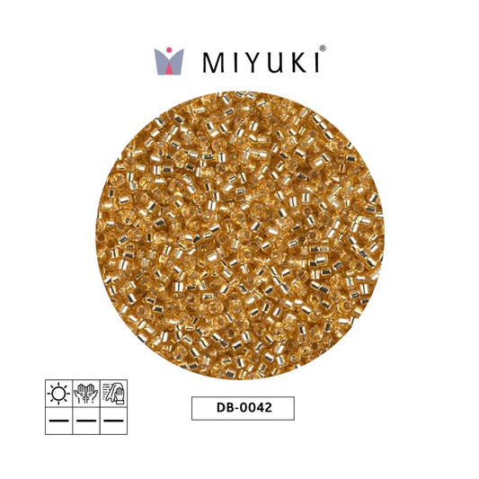 Miyuki delica 11/0 DB0042 dorado forrado cristal x 50g