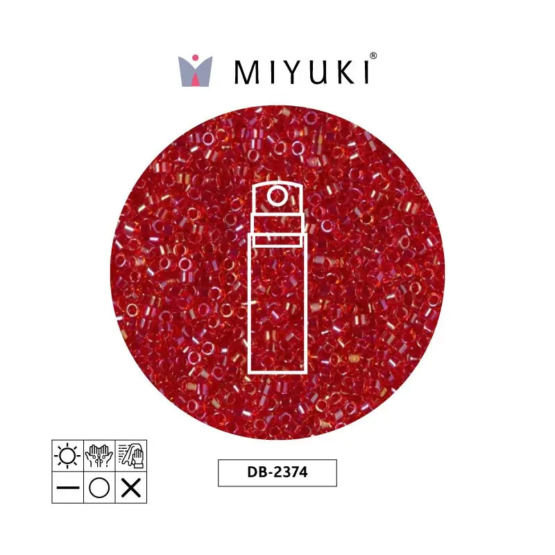 Miyuki Delica 11/0 DB2374 color lined scarlet x 10g