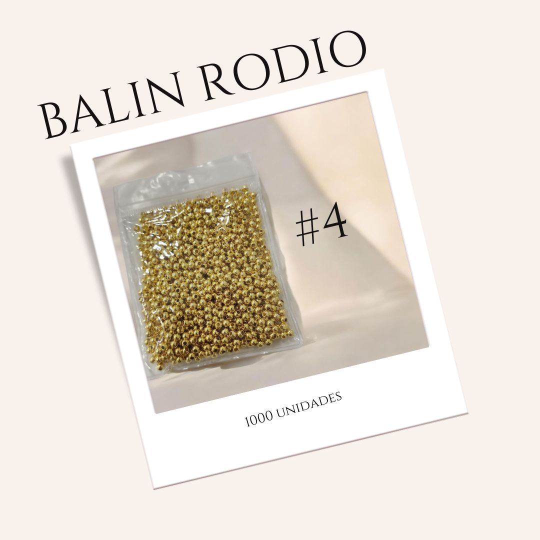 BALIN EN RODIO LISO #4  DORADO 1000unid