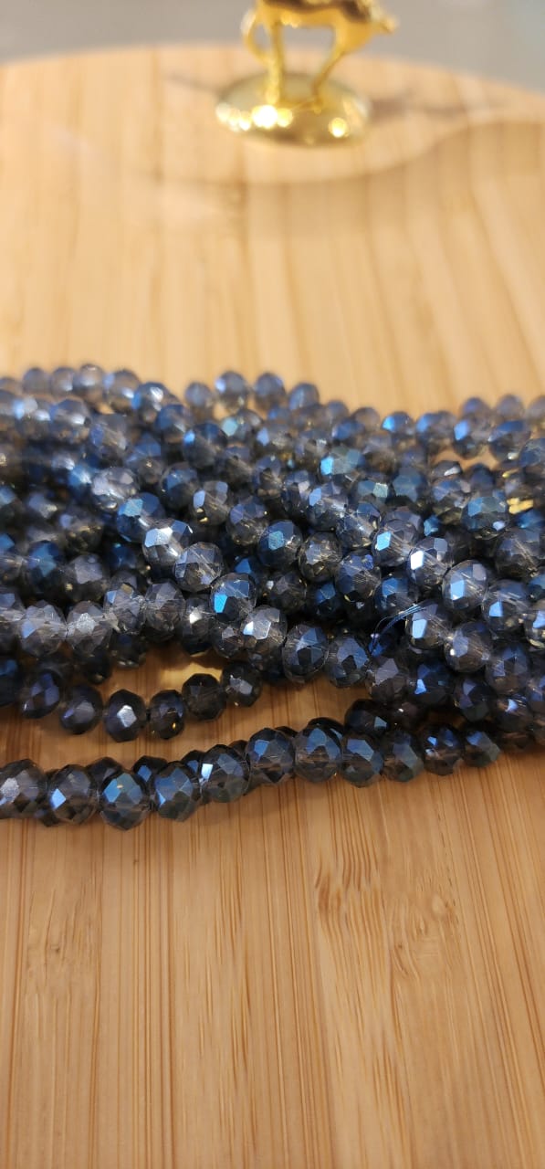 MURANO RONDELA 6mm AZUL ENCHAPADO x 98 und