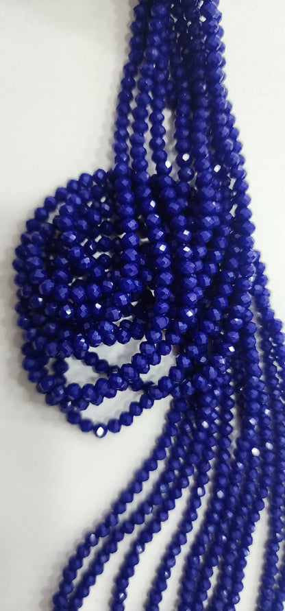Murano rondela facetada 3mm amarillo, azul y rojo mate aprox 175