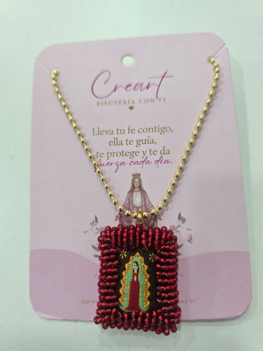 CADENA CON DIJE RECAMADO VIRGEN DE GUADALUPE
