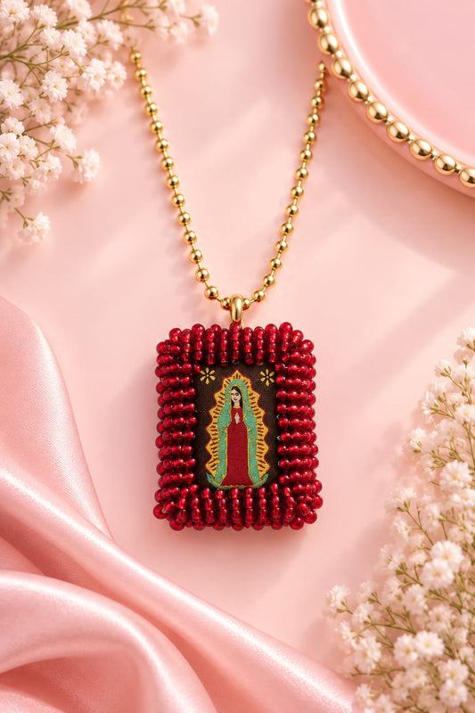 CADENA CON DIJE RECAMADO VIRGEN DE GUADALUPE