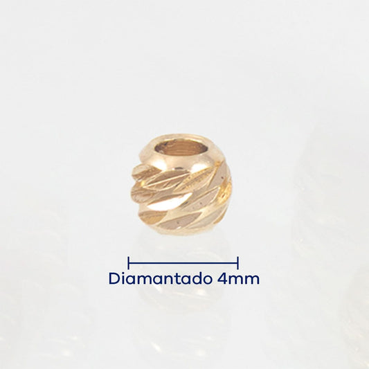 BALIN DIAMANTADO ORO LAMINADO 18K 4mm